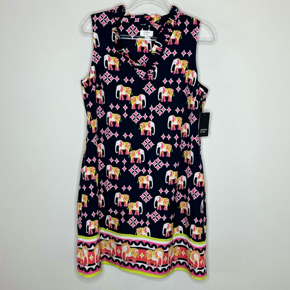 Crown & Ivy NWT Sleeveless Elephant Print Mini Dress Size 4